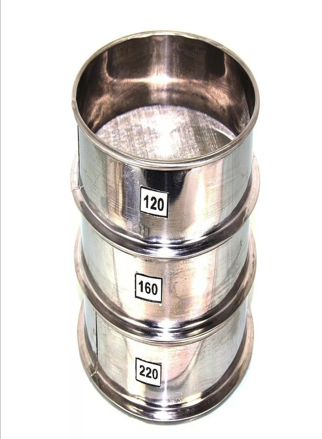E-ONSALE Aluminum Herbal Pollen Hash Extractor Stackable Sifter, Fine Mesh, Stainless Steel Round Sifter for Baking, Flour Sieve, Extracting, Herbal, Tea, Powder 66, 96, 120 Micron Set (120, 160, 220)