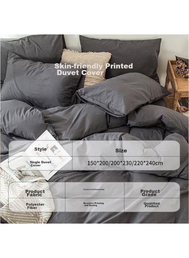 Avivi Aiwei Duvet Cover Single Piece, Skin-friendly Quilt Cover For Single Or Double Bed, Student Dormitory Duvet Cover, Single Size 200*230cm, Dark Gray - Image 1