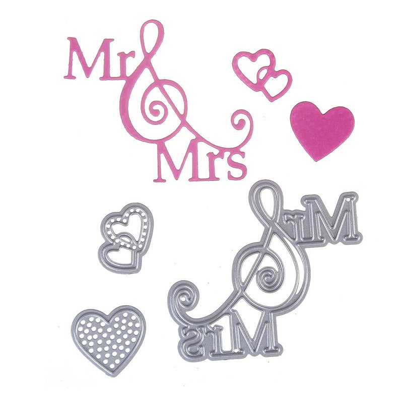 ZbFwmx Letter Thank You MrMrs Best Wishes Happy Anniversary Heart Metal Cutting Dies Stencil DIY Scrapbooking Embossing Tool DIY Paper Cards Album Decoration Mr Mrs