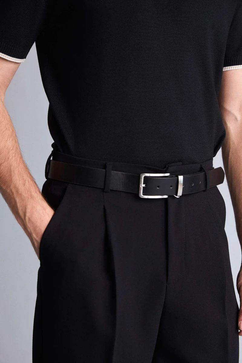 DeFacto Man Rectangular Hair Clip Faux Leather Denim Belt