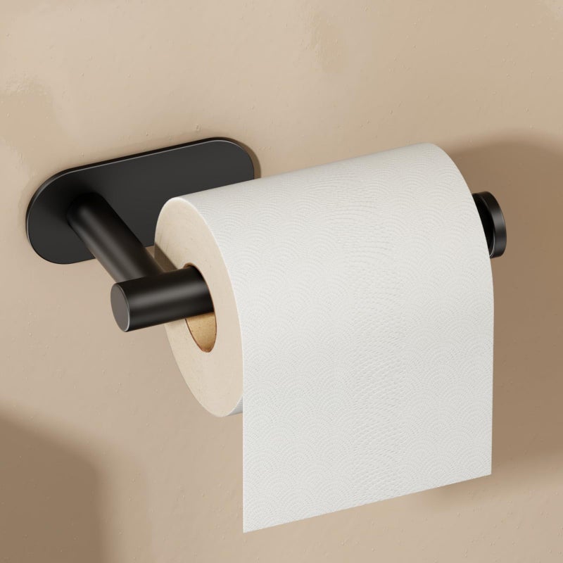 Voldra Toilet Paper Holder, Self Adhesive Toilet Paper Holder Wall Mount, SUS 304 Stainless Steel Toilet Tissue Roll Holder No Drilling for Bathroom Porta Papel de BaÃ±o (Matte Black, Classic) - Image 1
