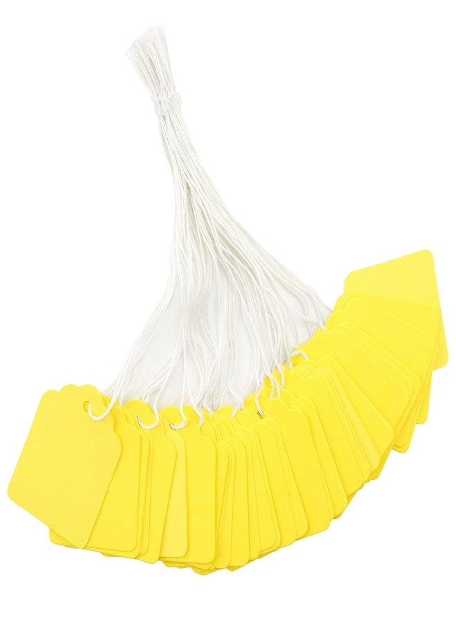 joycraft 200Pcs Price Tags with String Attached, 1.4x1.8 inch Blank Paper Hangtags with String, Yellow Jewelry Price Display Labels, Marking Strung Tags for Products, Jewelry, Clothing, DIY Craft - Image 1