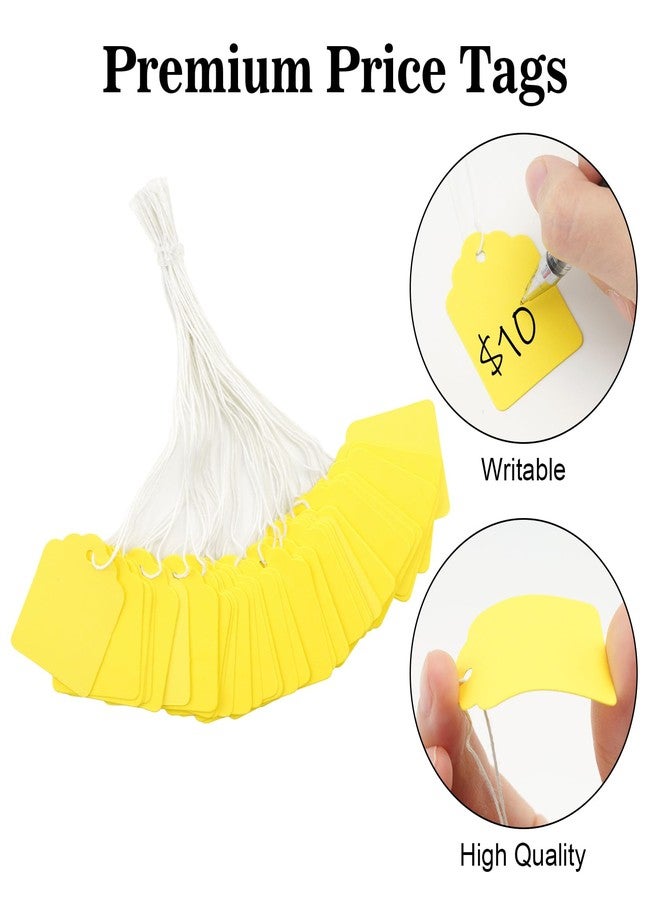 joycraft 200Pcs Price Tags with String Attached, 1.4x1.8 inch Blank Paper Hangtags with String, Yellow Jewelry Price Display Labels, Marking Strung Tags for Products, Jewelry, Clothing, DIY Craft - Image 3