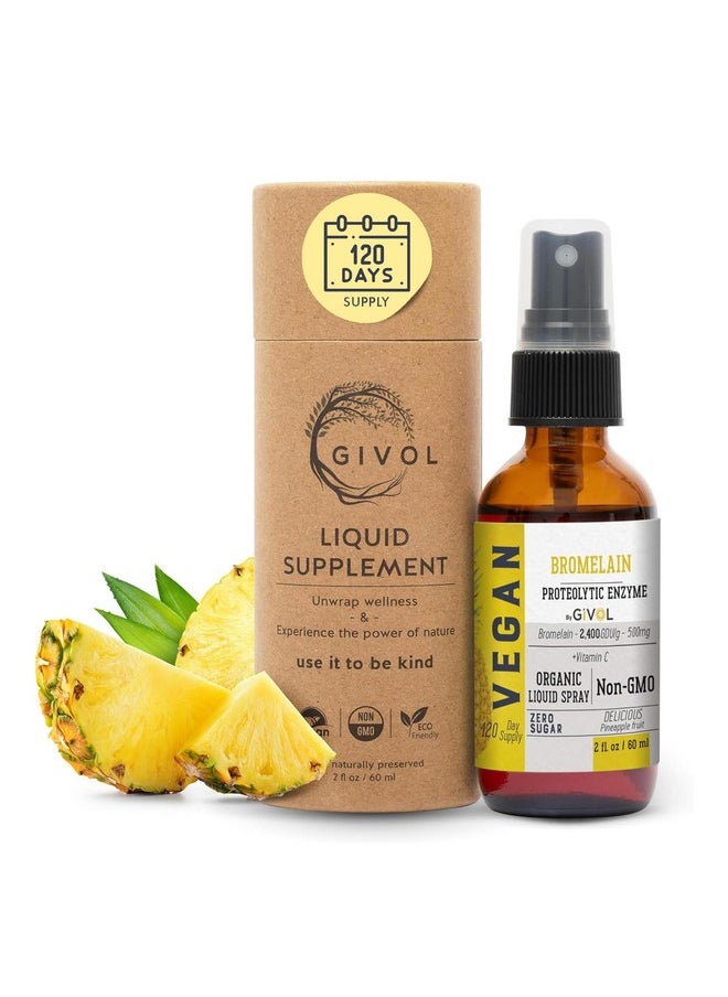 GIVOL Organic Raw Bromelain Mist-Liquid Pineapple Extract - Enhanced Potency 500mg, for Kids & Adults - for Digestive Health, Inflammatory Response, and Healing - Non-GMO - 60ml 120 Day Supply - pzsku/Z11B685712A948A62E189Z/45/_/1735907492/b3291eae-104c-41cc-9aae-e24dd456956a