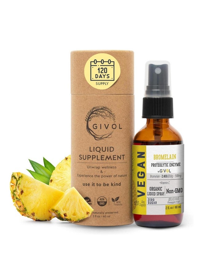 GIVOL Organic Raw Bromelain Mist-Liquid Pineapple Extract - Enhanced Potency 500mg, for Kids & Adults - for Digestive Health, Inflammatory Response, and Healing - Non-GMO - 60ml 120 Day Supply - Image 1