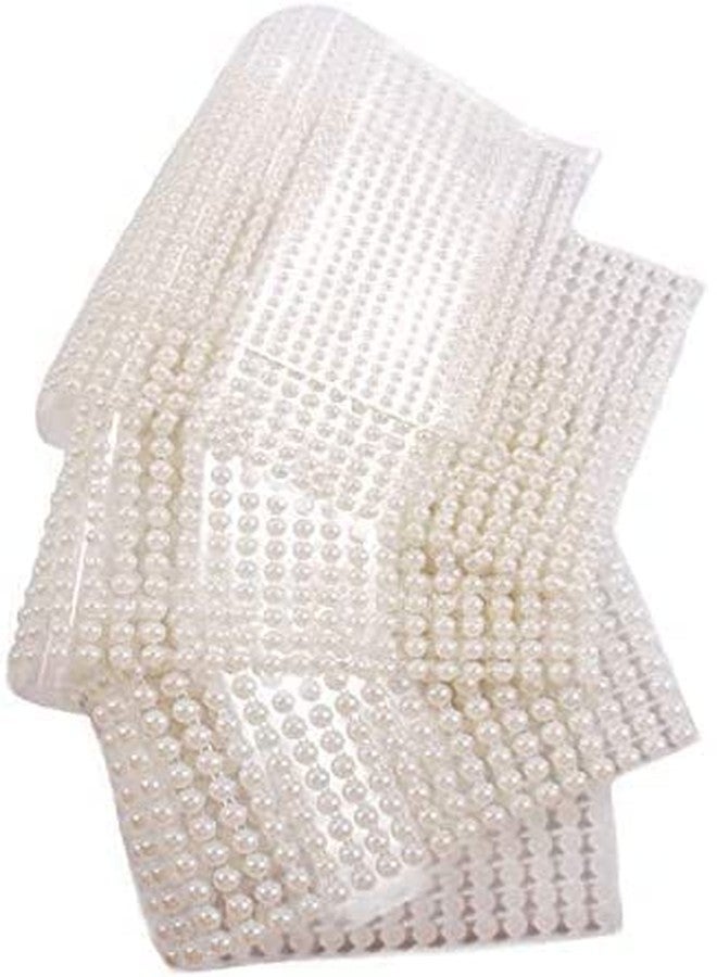 Setaria Viridis 2080Pcs Beige Half Round Faux Pearls Stickers Self-Adhesive Pearl Stickers Flat Back Pearl Stick on White Pearl Appliques Embellishments for Makeup Nail Face Body Earrings Eye Arts Crafts (3MM) - Image 3