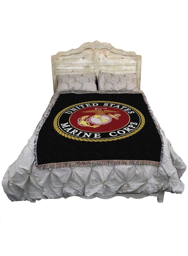 Pure Country Weavers Pure Country Weavers US Marine Corps - Emblem Blanket - Gift Military Tapestry Throw Woven from Cotton - Made in The USA (72x54)  - Image 1