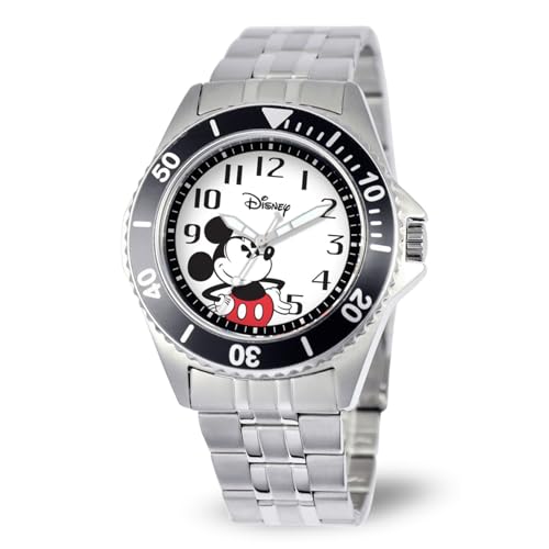 Disney Men's Mickey Mouse Watch – Official Mickey Mouse Watch for Men – Vintage-Inspired Timepiece – Stylish & Durable Watches – Classic Watches with Black Dial, Stainless Steel Strap - Image 1