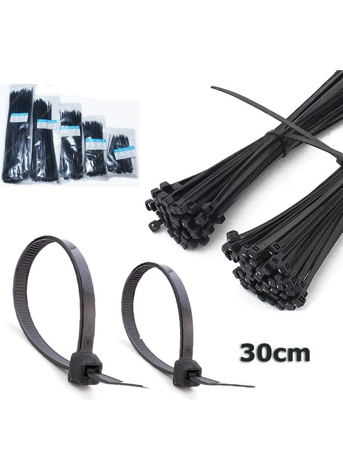Wozlo - 30 Cm Cable Tie 3.6*300 mm Velcro Clamp Cable Collection Black 100 Pcs - Image 1