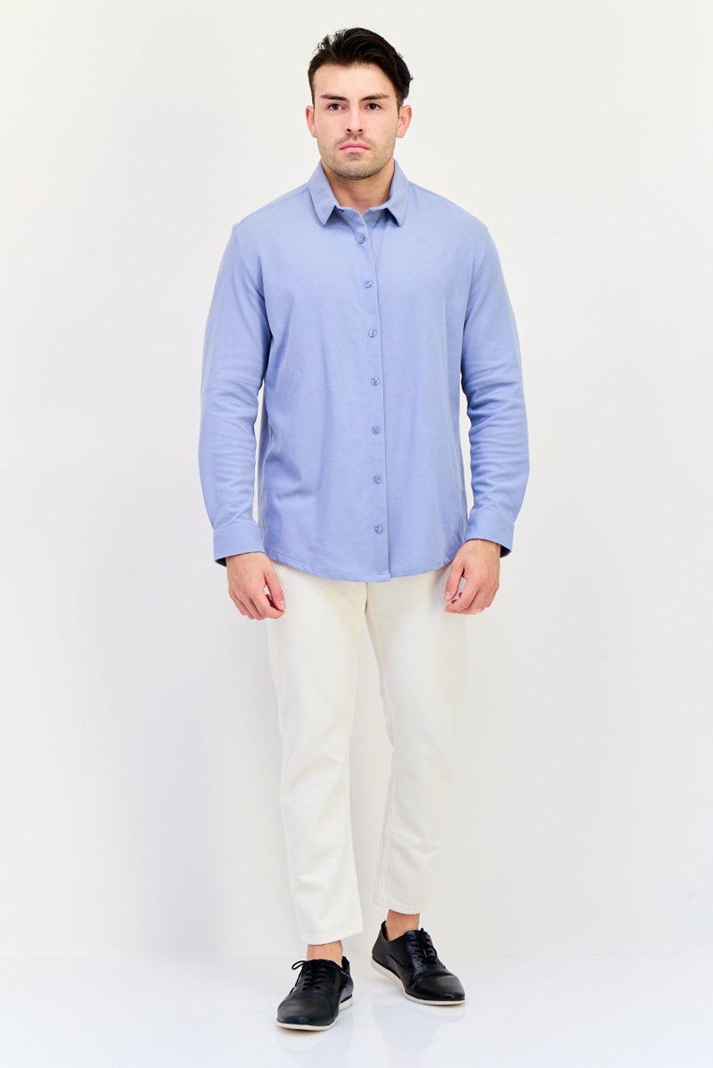 Celio قميص رجالي عادي بأكمام طويلة وقصة مريحة، أزرق فاتح - Image 4