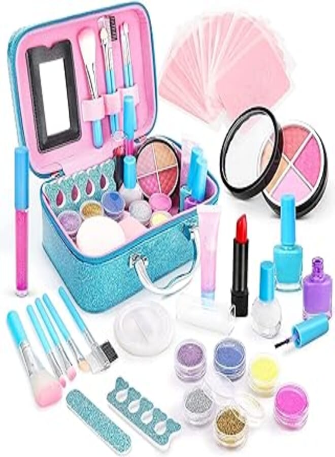 Tune Toys Pretend Makeup Set - Baby Girls Toys for Baby Girls Play Makeup, Washable Make-Up Set for Kids with Glitter Cosmetic Case, Includes All Your Princess needs for Play and Dress Up 