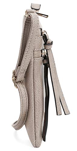 DELUXITY | Crossbody Purse Bag | Functional Multi Pocket Double Zipper Purse | Adjustable Strap | Medium Size Purse | Taupe - Image 3