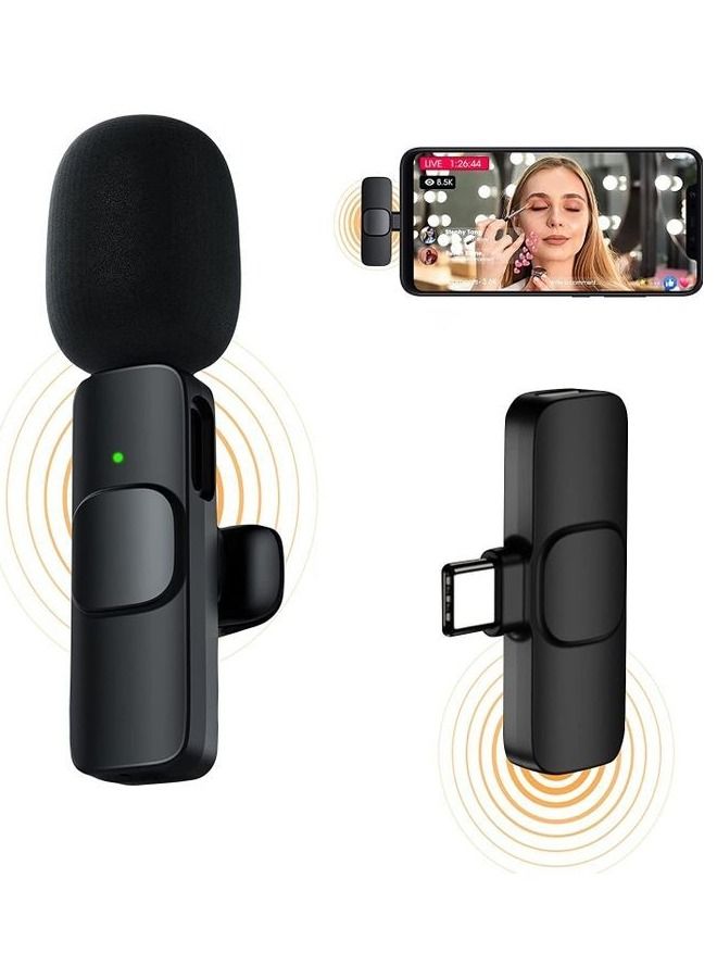 Marrkhor Wireless Lavalier Microphone for Type C Black - Image 1