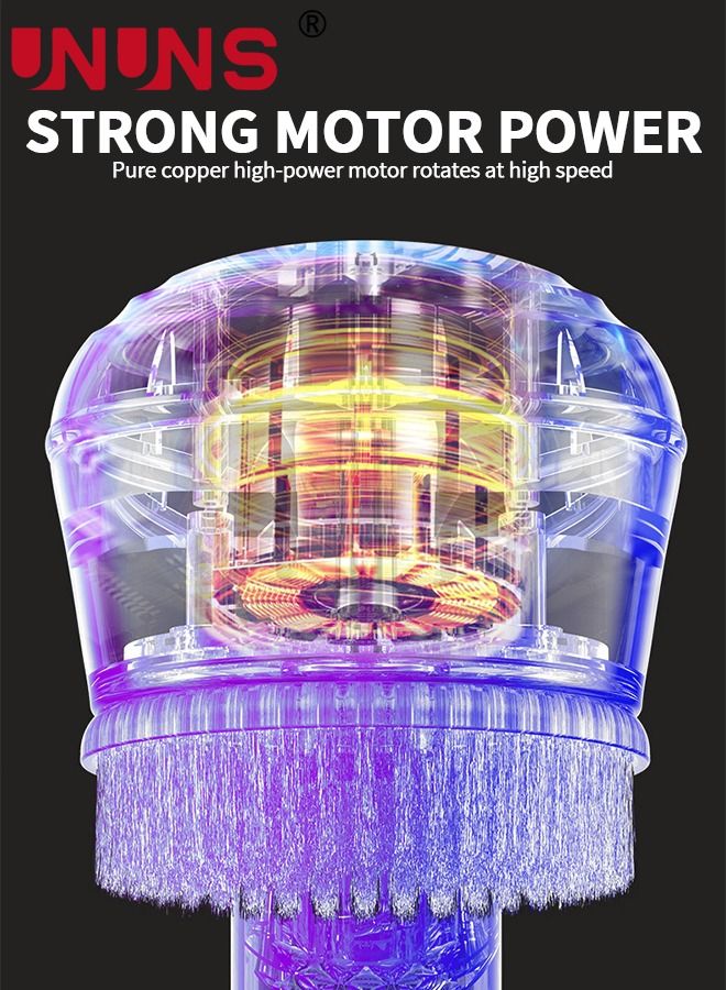 UNUNS مجموعة فرش استحمام كهربائية، فرشاة استحمام قابلة لإعادة الشحن للجسم بمقبض طويل، مجموعة فرش تنظيف الحمام مع 6 رؤوس فرشاة دوارة، أبيض - Image 5