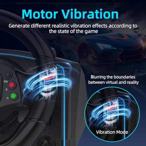 DOYO Gaming Steering Wheel with Pedals and Shifter, 1080° Sim Racing Wheel with Paddle Shifters, Hall Effect Pedals, Vibration Feedback, Magnetic Induction Sim Steering Wheel for PC - Image 3