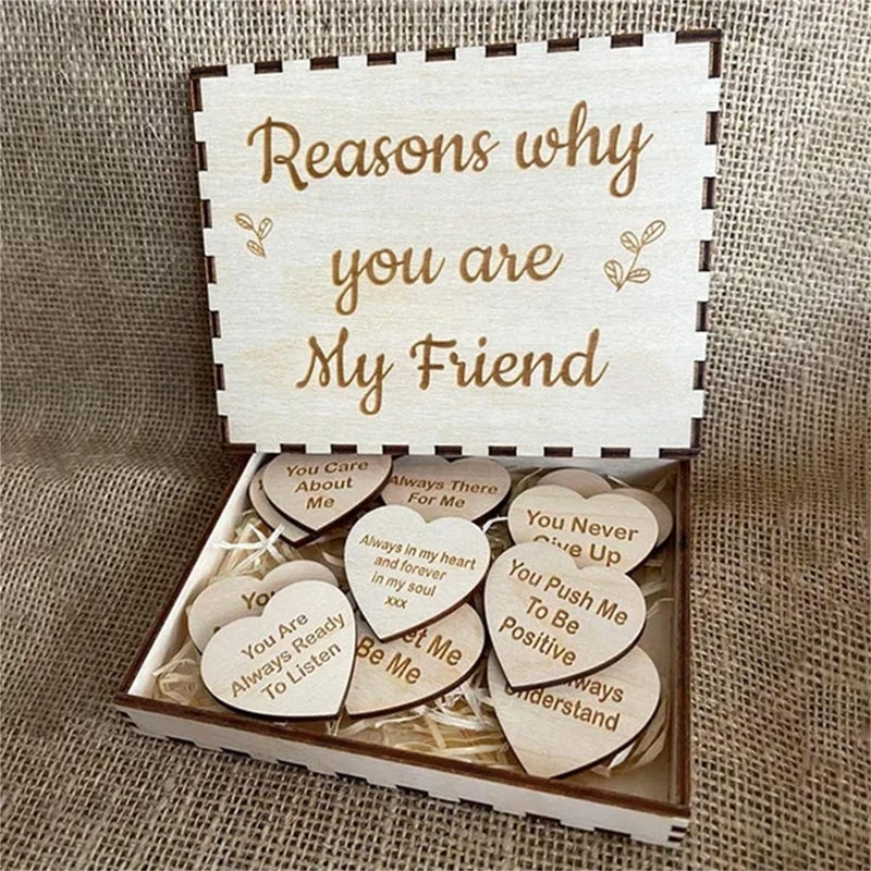 comfrt Unique Friendship Gift - Reasons Why You are My Friend, 10 Reasons Why You are My Friend, Wooden Hearts in The Box Friendship and Bestie Gifts for Friends, Friendship Keepsake (Box,Set 5) - Image 4