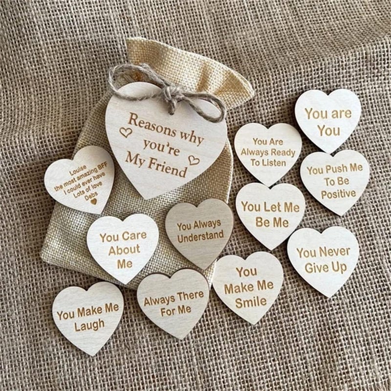 comfrt Unique Friendship Gift - Reasons Why You are My Friend, 10 Reasons Why You are My Friend, Wooden Hearts in The Box Friendship and Bestie Gifts for Friends, Friendship Keepsake (Box,Set 5) - Image 3