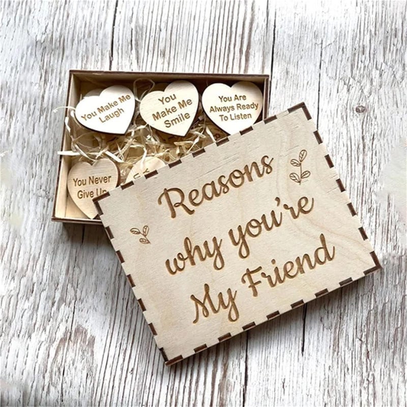 comfrt Unique Friendship Gift - Reasons Why You are My Friend, 10 Reasons Why You are My Friend, Wooden Hearts in The Box Friendship and Bestie Gifts for Friends, Friendship Keepsake (Box,Set 5) - Image 2
