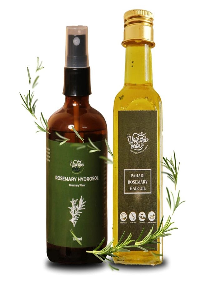 Vriksha Veda Pahadi Rosemary Hair Growth Combo I Rosemary Hydrosol (100 ml) & Pahadi Rosemary Hair Oil (100 ml) I For all Hair types I Unisex " - Image 1