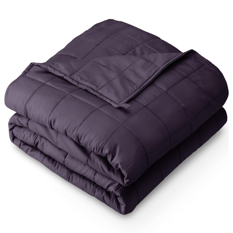 Bare Home Weighted Blanket Twin or Full Size 7lb 40 x 60 AllNatural 100 Cotton Premium Heavy Blanket Nontoxic Glass Beads Eggplant 40x60
