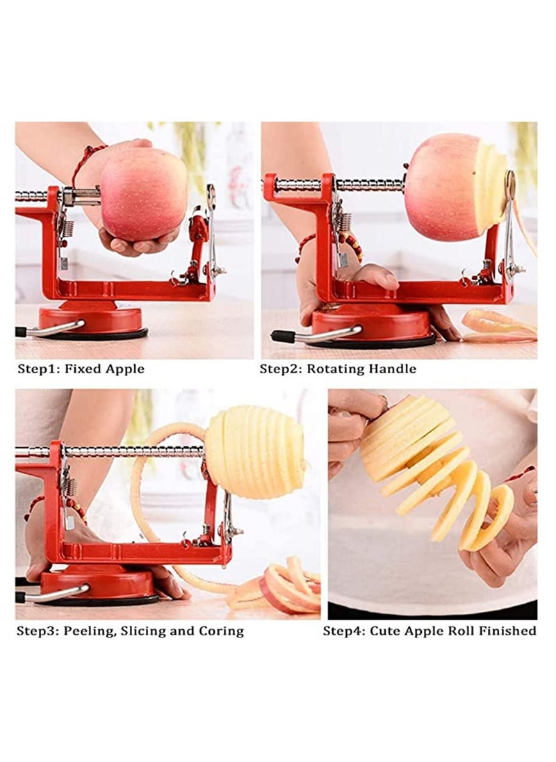 KASTWAVE - Apple Peelers 3 In 1 Stainless Steel Apple Peelers Corer Slicer with Suction Base Spiral Multicolor Peelers Slicer Stainless Steel Hand-cranking Apple Peeler Slicer Peeler - Image 1