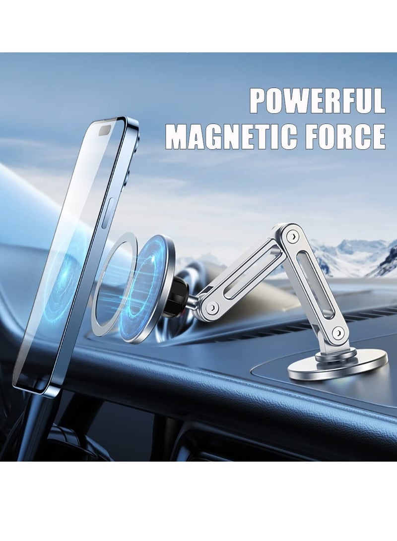 SYOSI Strong Magnetic Phone Holder for Car Phone Mount, Magnets Stand for iPhone 14 13 12 Pro Max Accessories Aluminum Alloy GPS Holder (Silver) - Image 3
