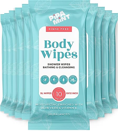 Body Wipes XL Shower Wipes Body Wipe for Adults Bathing Traveling Camping Gym Car Elderly Bedridden Bath Wipe Disposable Washcloths for Adults No Rinse