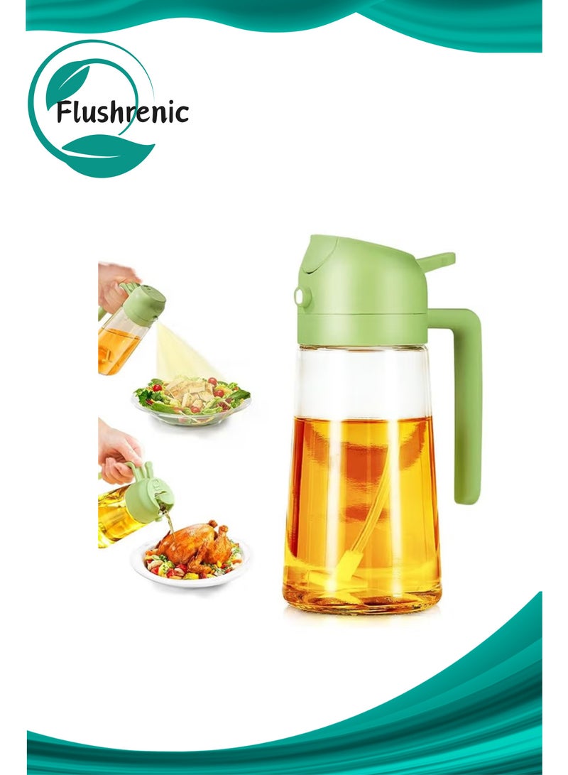 Flushrenic Oil Spray Bottle,Olive Oil Spray Bottle,Oil Sprayer for Cooking, 2 in 1 Olive Oil Dispenser Bottle for Kitchen, 16oz/470ml Premium Glass Oil Bottle, Food-grade Oil Mister for Air Fryer, Salad, Frying, BBQ - Image 1
