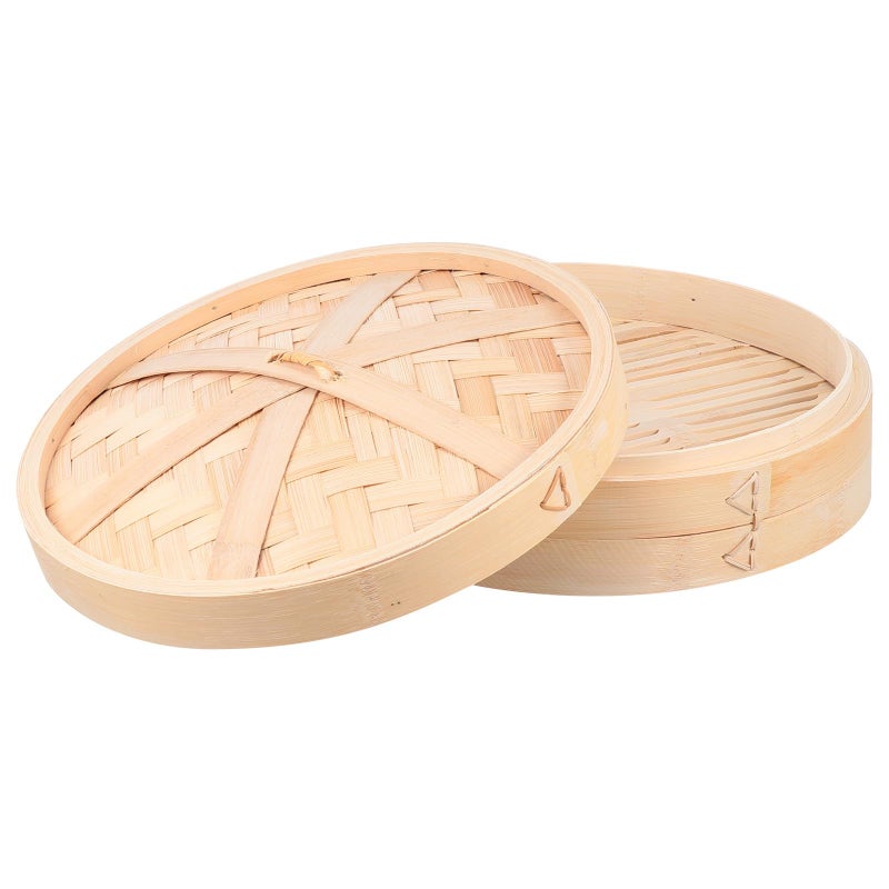 Medium 30cm Bamboo Steamer Basket With Lid Reusable For Dim Sum Dumplings Cooking - Image 2
