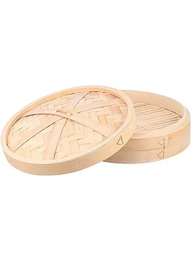 Medium 30cm Bamboo Steamer Basket With Lid Reusable For Dim Sum Dumplings Cooking - Image 1