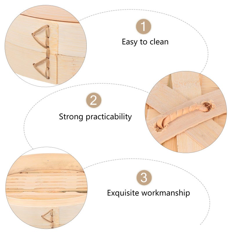 Medium 30cm Bamboo Steamer Basket With Lid Reusable For Dim Sum Dumplings Cooking - Image 5