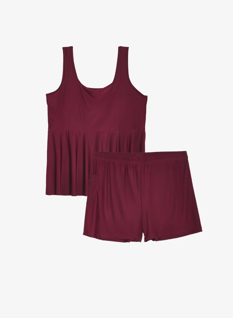 Ella Plus Square Neck Swimsuit With Skirt