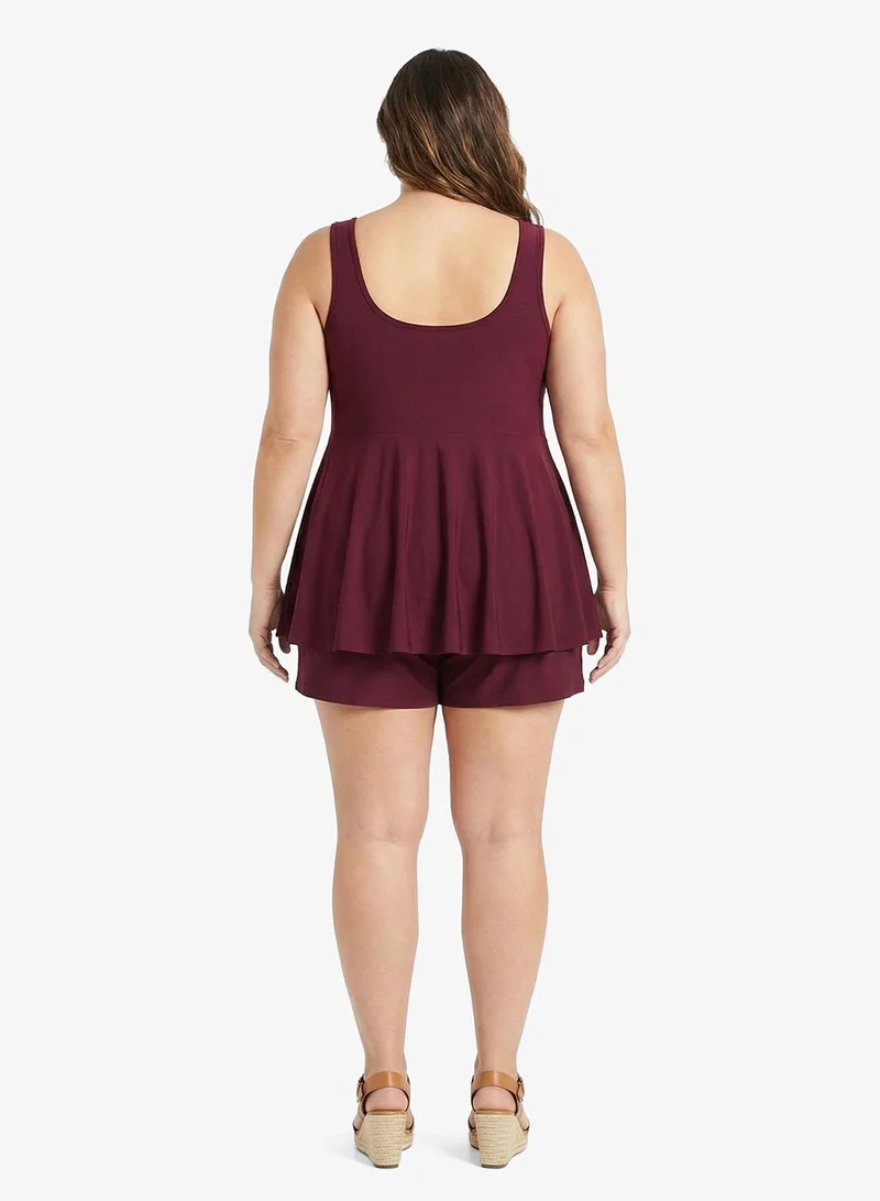 ايلا بلس بدلة سباحة بياقة مربعة مع تنورة