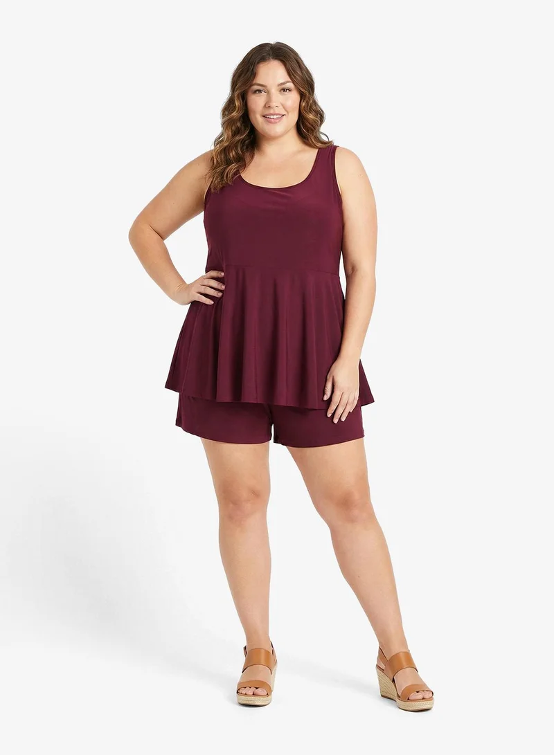 ايلا بلس بدلة سباحة بياقة مربعة مع تنورة