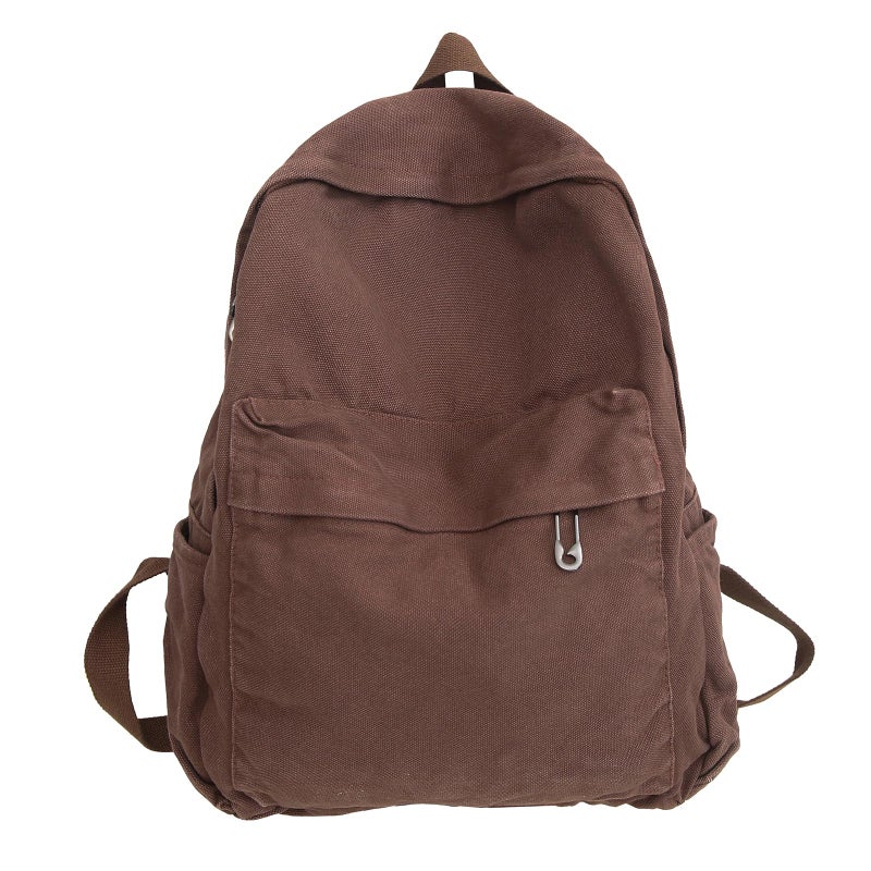 AFGWK Vintage Canvas Backpack for Women - Grunge Hippie Cute Boho School Backpack - Casual Y2K Aesthetic - Coffee - Image 1