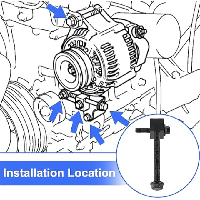 Jetuplusllc Alternator Pump Pulley Adjuster Kit, Generator Mount Bracket Bolt Nut Compatible with Hyundai Elantra 2001-2006, Accent 2000-2007, Kia Rio 2006-2007 Replace 37463-33000 37462-22000 37471-24000 - Image 5
