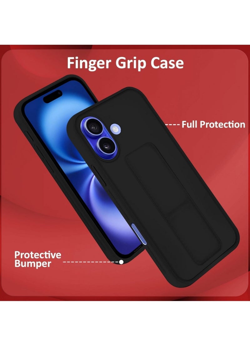 JAJEEK Black Magnetic Car Mount Case for iPhone 16 – Premium Silicone Kickstand with Hand Strap - Image 3