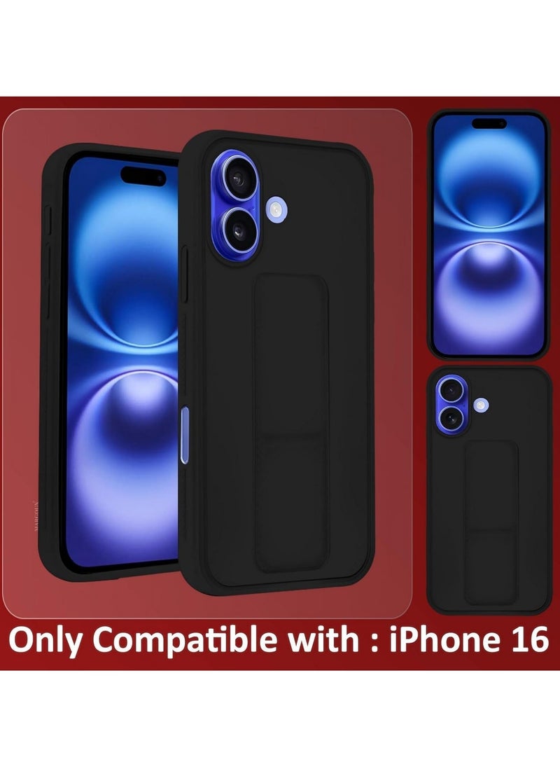 JAJEEK Black Magnetic Car Mount Case for iPhone 16 – Premium Silicone Kickstand with Hand Strap - Image 5