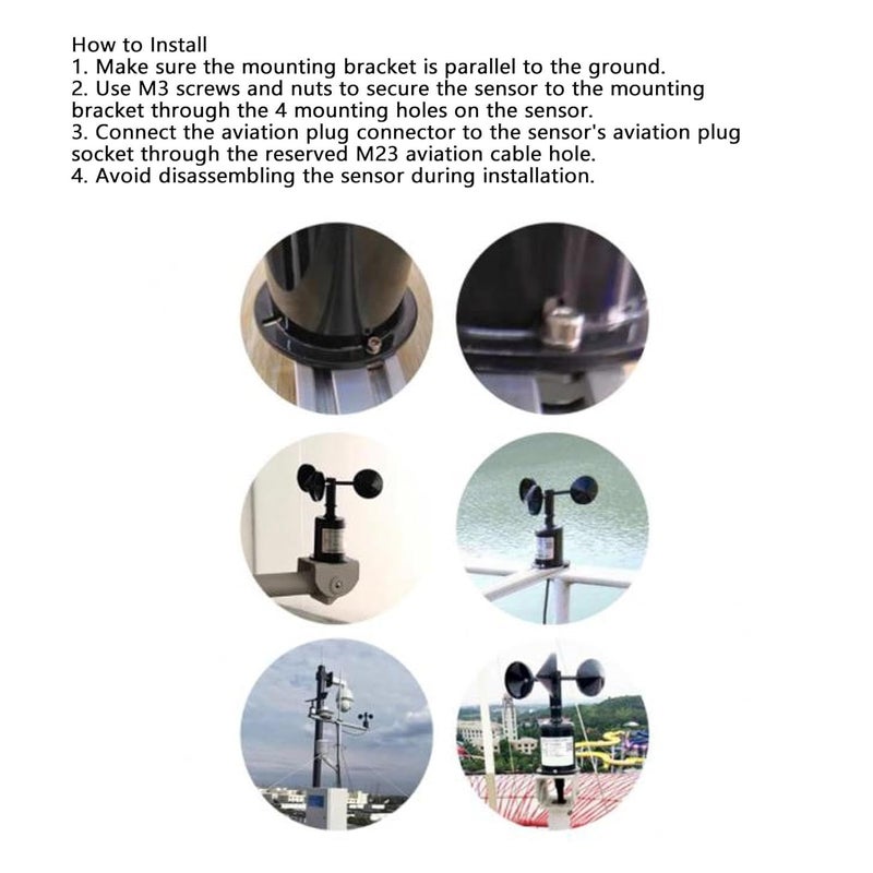 Ultrasonic Wind Speed Sensor Anemometer 3 Cups High Accuracy DC9 30V Outdoor Weather - Image 5