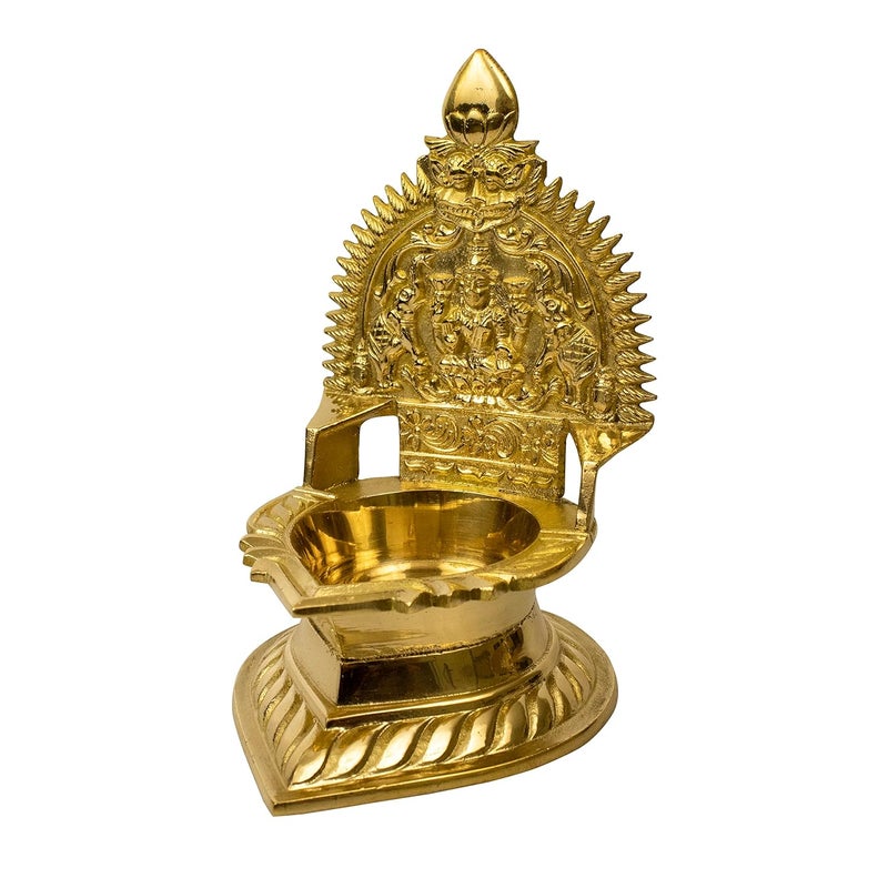 Putrika Traditional Brass Kamachi Diya for Puja Deepam Oil Lamp for Home Temple Kamatchi Devi Maa Hindu Kamatchi Amman VilakkuBig - Image 4