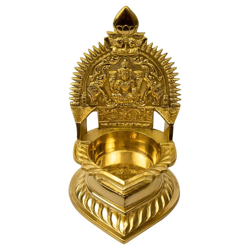 Putrika Traditional Brass Kamachi Diya for Puja Deepam Oil Lamp for Home Temple Kamatchi Devi Maa Hindu Kamatchi Amman VilakkuBig - Image 1