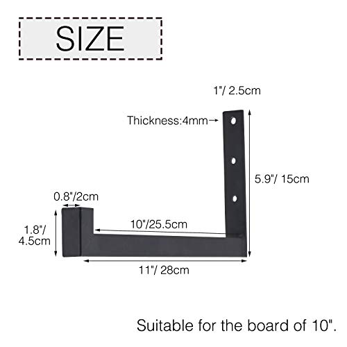 OVOV 2 Pack Heavy Duty Shelf Brackets Wall Mounted Industrial Farmhouse Floating Shelf Brackets with Lip - Image 2