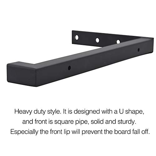 OVOV 2 Pack Heavy Duty Shelf Brackets Wall Mounted Industrial Farmhouse Floating Shelf Brackets with Lip - Image 3