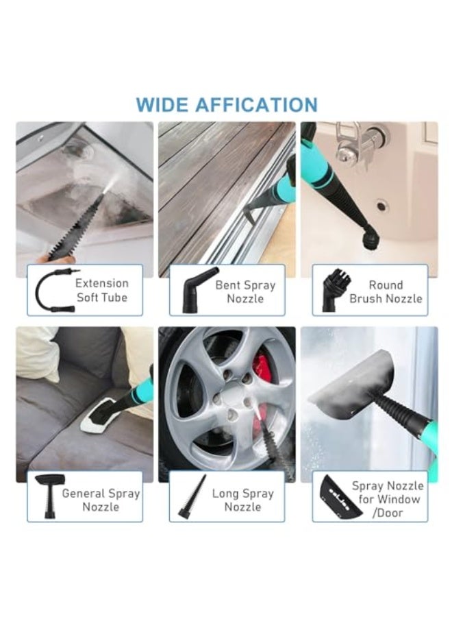 Foloose Handheld Steam Cleaner Steam Cleaner for Home 1000W High Temperature Boost with Brush Heads Measuring Cup for Kitchen Furniture Bathroom Car 360°Rotatig Nozzle can Clean Blind Spots（Blue）  - Image 5