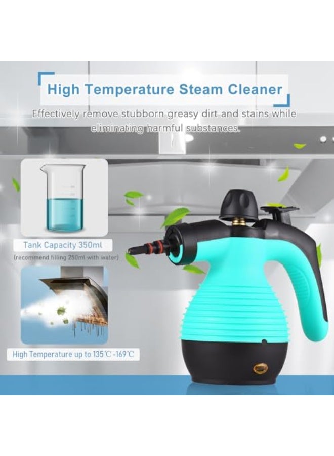 Foloose Handheld Steam Cleaner Steam Cleaner for Home 1000W High Temperature Boost with Brush Heads Measuring Cup for Kitchen Furniture Bathroom Car 360°Rotatig Nozzle can Clean Blind Spots（Blue）  - Image 2