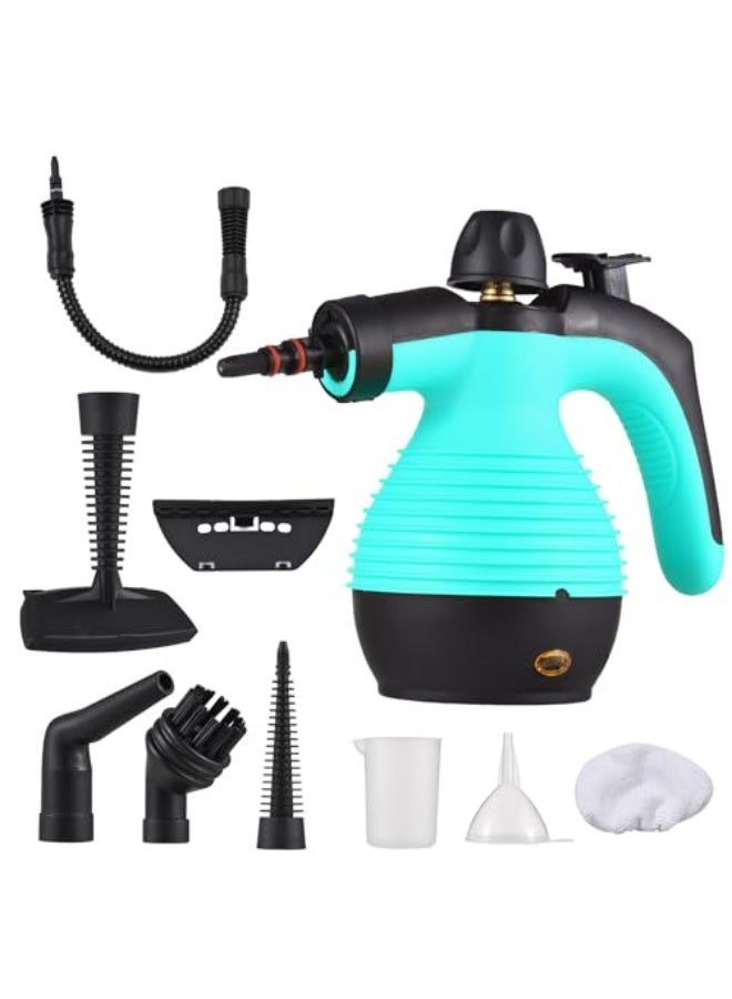 Foloose Handheld Steam Cleaner Steam Cleaner for Home 1000W High Temperature Boost with Brush Heads Measuring Cup for Kitchen Furniture Bathroom Car 360°Rotatig Nozzle can Clean Blind Spots（Blue）  - Image 1