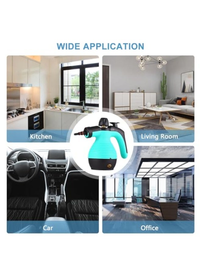 Foloose Handheld Steam Cleaner Steam Cleaner for Home 1000W High Temperature Boost with Brush Heads Measuring Cup for Kitchen Furniture Bathroom Car 360°Rotatig Nozzle can Clean Blind Spots（Blue）  - Image 3