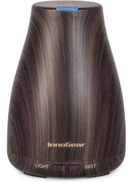 InnoGear InnoGear Essential Oil Diffuser, Premium 5-in-1 Diffusers for Home Scent Aromatherapy Diffuser Air Desk Humidifier for Bedroom Large Room Office 7 Color LED 2 Mist Mode Waterless Auto Off, Brown 