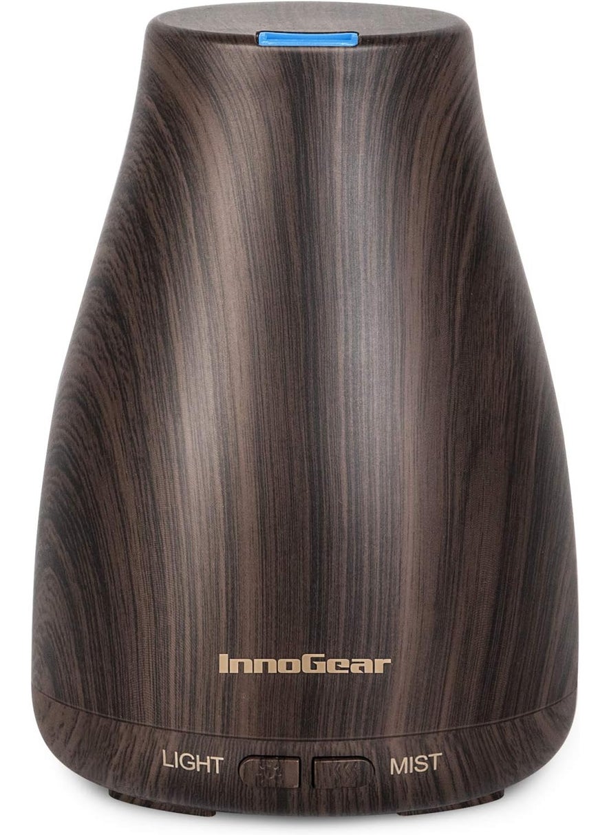 InnoGear - InnoGear Essential Oil Diffuser, Premium 5-in-1 Diffusers for Home Scent Aromatherapy Diffuser Air Desk Humidifier for Bedroom Large Room Office 7 Color LED 2 Mist Mode Waterless Auto Off, Brown - Image 1