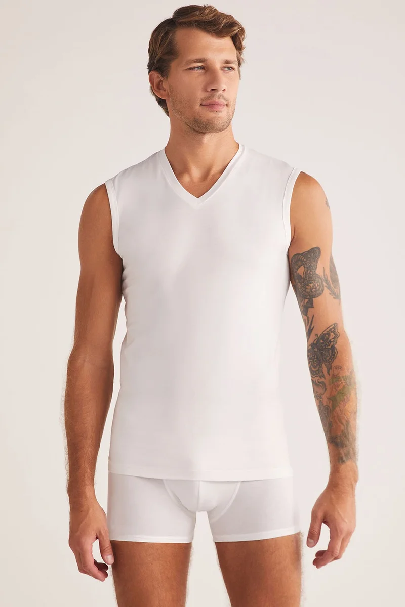 KOM Men Francesco V-Neck Athlete White